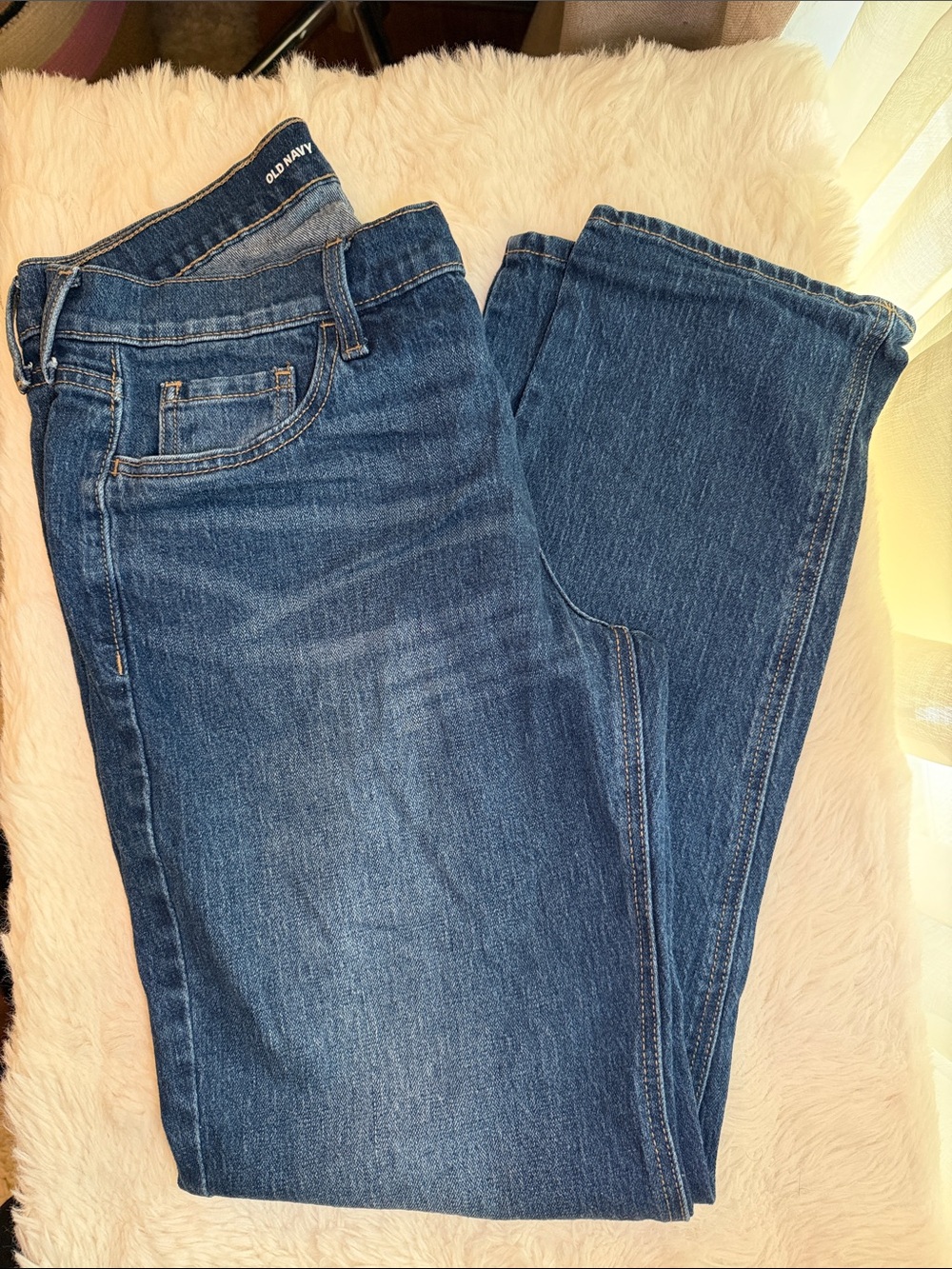 Old Navy Women's Dark Blue Straight-Leg Jeans